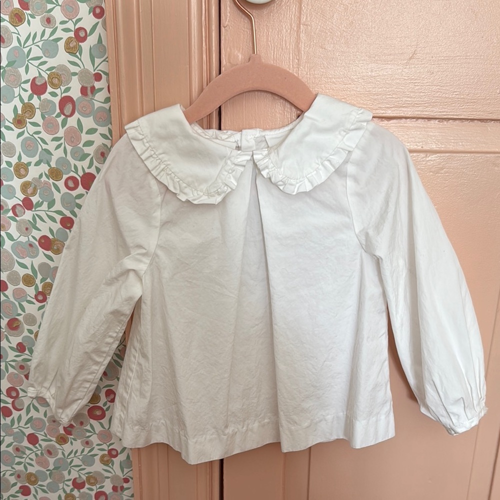 Jacadi Classic White Girls Shirt with Ruffled Collar